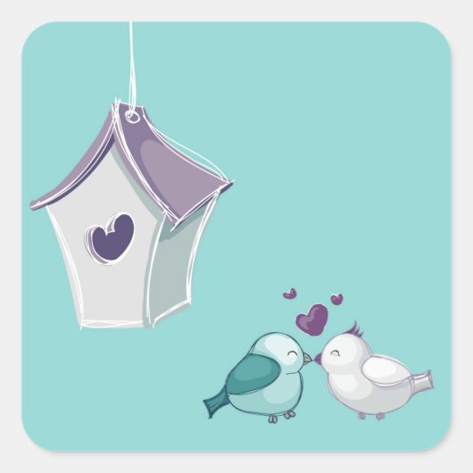 Kleine vedervogels vierkante sticker (Voorkant)