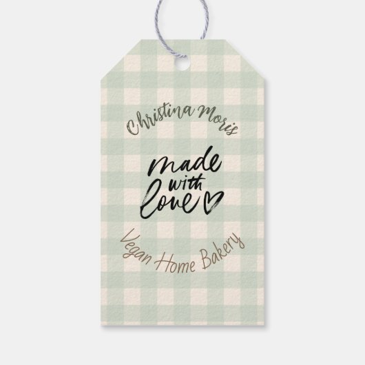 Kleine Vegan Home Bakkerij Gemaakt met liefde Patr Cadeaulabel (Achterkant)