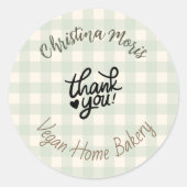 Kleine Veganische Thuisbakkerij Bedankt Patroon Ronde Sticker (Voorkant)