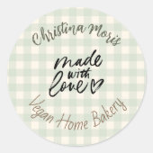 Kleine Veganische Thuisbakkerij Gemaakt met Liefde Ronde Sticker (Voorkant)