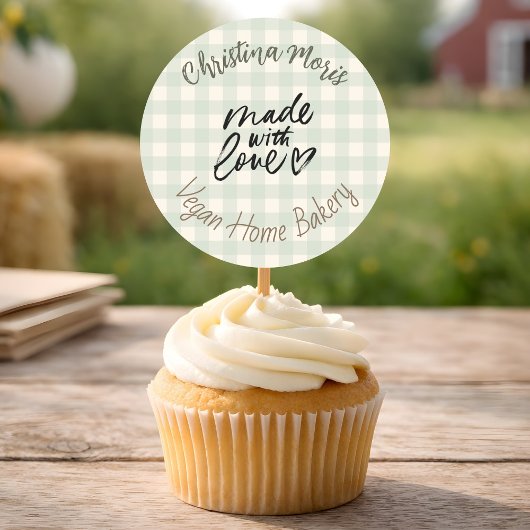 Kleine Veganische Thuisbakkerij Gemaakt met Liefde Ronde Sticker