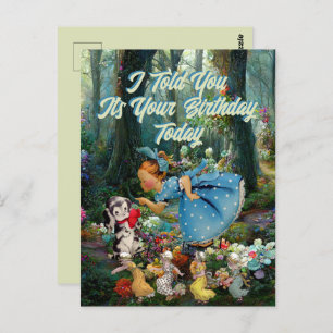 kleine verjaardagshond meisje retro BRIEFKAART