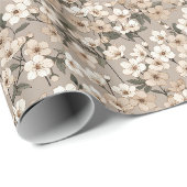 Kleine verspreide bloesems — subtiele beige en sal cadeaupapier (Rol Hoek)