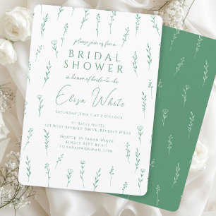 Kleine verspreide wilde bloemen Groene Bruiloftsui Kaart