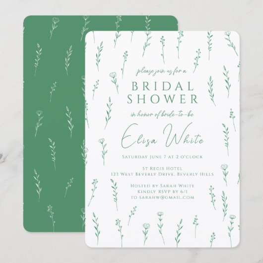 Kleine verspreide wilde bloemen Groene Bruiloftsui Kaart (Voorkant / Achterkant)