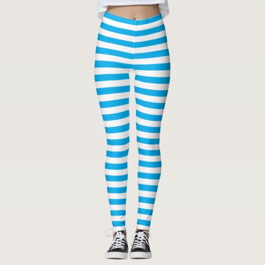 Kleine verticale blauwe strepen leggings (Voorkant)