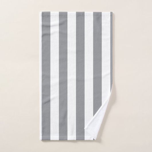 Kleine verticale grijze strepen bad handdoek (Handdoek)
