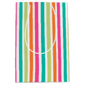 Kleine verticale strepen met regenboog, kleurrijke medium cadeauzakje (Voorkant)