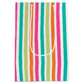 Kleine verticale strepen met regenboog, kleurrijke medium cadeauzakje (Achterkant)