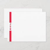Kleine verticale strepen Monogram rode witte Manne Notitiekaartje (Voorkant / Achterkant)