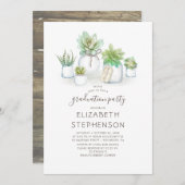 Kleine vetplanten Mason Jars Rustiek Afstuderen Kaart (Voorkant / Achterkant)