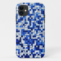 Kleine vierkantjes in de war, tinten blauw met wit