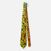 Kleine vierkantjes of tegels, groen en bruin stropdas (Voorkant)