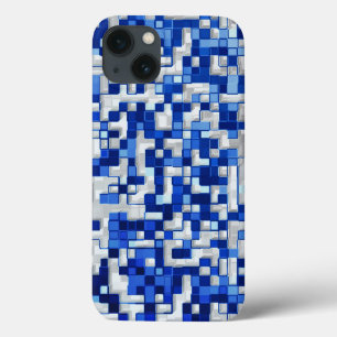 Kleine vierkantjes overlappen elkaar, tinten blauw Case-Mate iPhone case