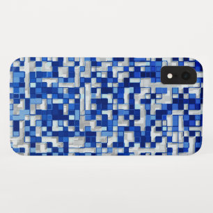 Kleine vierkantjes overlapt, tinten blauw met wit Case-Mate iPhone case