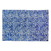 Kleine vierkantjes overlapt, tinten blauw met wit kussensloop (Achterkant-Links)