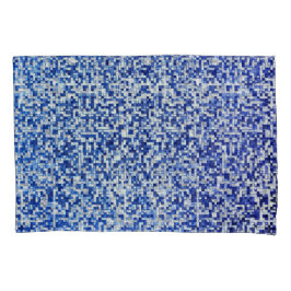 Kleine vierkantjes overlapt, tinten blauw met wit kussensloop