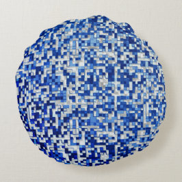 Kleine vierkantjes overlapt, tinten blauw met wit rond kussen