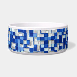 Kleine vierkantjes overlapt, tinten blauw met wit voerbakje