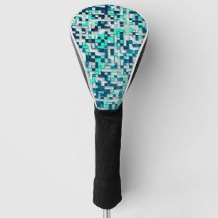 Kleine vierkantjes, tinten blauw groen golfheadcover