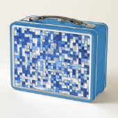 Kleine vierkantjes verspreid, tinten blauw met wit (Achterkant)