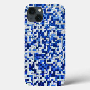 Kleine vierkantjes verspreid, tinten blauw met wit Case-Mate iPhone case