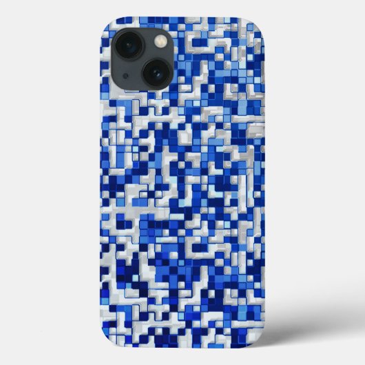 Kleine vierkantjes verspreid, tinten blauw met wit Case-Mate iPhone case (Achterkant)