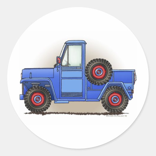 Kleine vierwielpick-up truck ronde sticker (Voorkant)