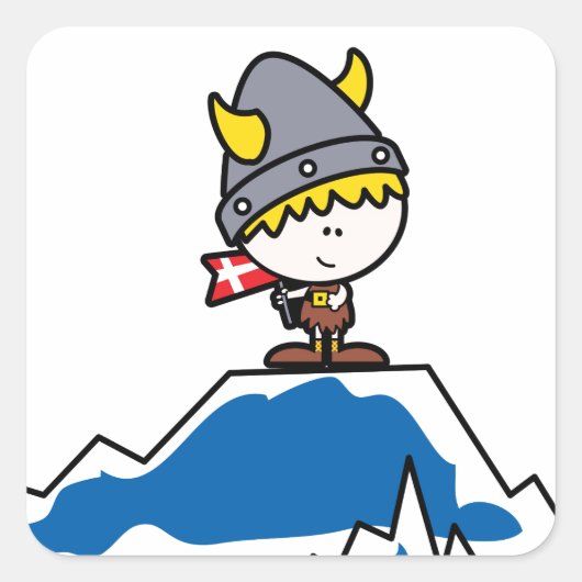 Kleine Viking Boy Vierkante Sticker (Voorkant)