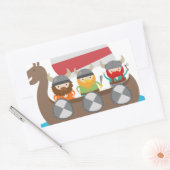Kleine Vikingen op het schip Rechthoekige Sticker (Envelop)