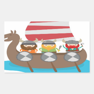 Kleine Vikingen op het schip Rechthoekige Sticker