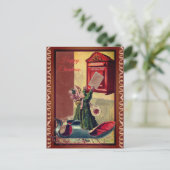 Kleine vintage brief verzendend meisje briefkaart (Staand voorkant)