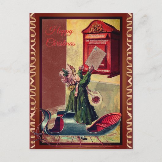 Kleine vintage brief verzendend meisje briefkaart (Voorkant)