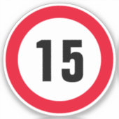 Kleine vinylsticker met een maximumsnelheid van 15 sticker (Voorkant)