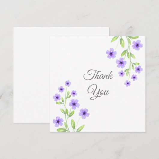 Kleine Violet Waterverf Blossom Bedankkaart (Voorkant / Achterkant)
