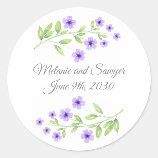 Kleine Violet Waterverf Blossom Ronde Sticker (Voorkant)