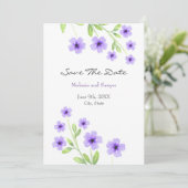 Kleine Violet Waterverf Blossom Save The Date (Staand voorkant)