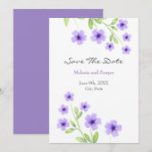 Kleine Violet Waterverf Blossom Save The Date (Voorkant / Achterkant)