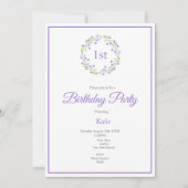 Kleine Violet Waterverf Blossom Wreate Kaart (Voorkant)