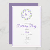 Kleine Violet Waterverf Blossom Wreate Kaart (Voorkant / Achterkant)