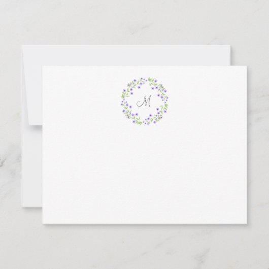 Kleine Violet Waterverf Blossom Wreate Notitiekaartje (Voorkant)