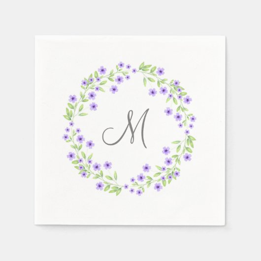 Kleine Violet Waterverf Blossom Wreate Servet (Voorkant)