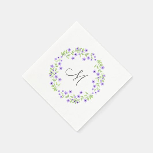 Kleine Violet Waterverf Blossom Wreate Servet (Hoek)