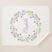Kleine Violet Waterverf Blossom Wreate Sherpa Deken (Voorkant (horizontaal))