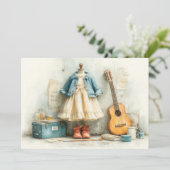 Kleine violiste - 1e verjaardag meisje kaart (Staand voorkant)