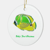 Kleine vis, eerste kerstmis van baby keramisch ornament (Links)