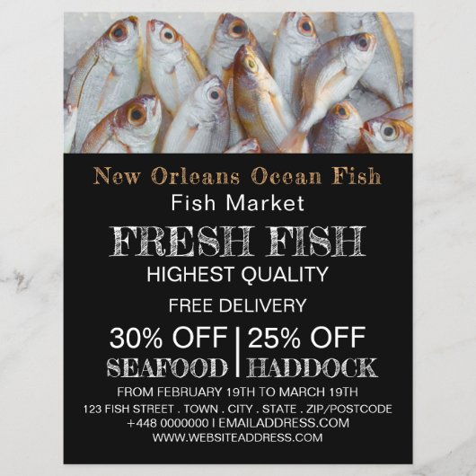 Kleine vis, visser/vrouw, vismarkt flyer (Voorkant)