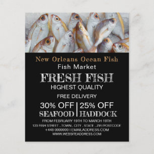 Kleine vis, visser/vrouw, vismarkt flyer