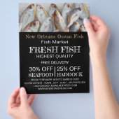 Kleine vis, visser/vrouw, vismarkt flyer (Hand)