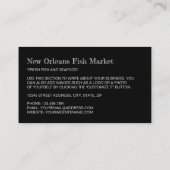 Kleine vis, visser/vrouw, vismarkt visitekaartje (Achterkant)